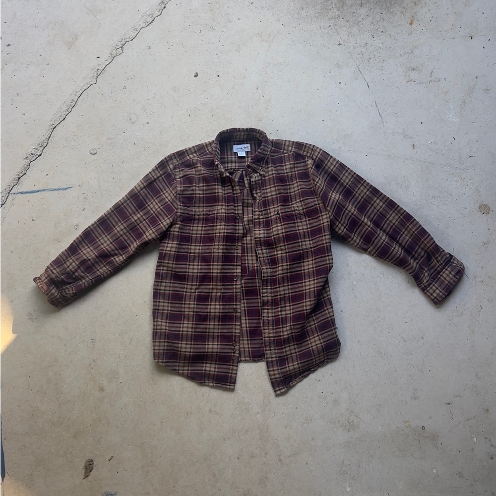 Carhartt Men's Plaid Shirt - Brown and Tan